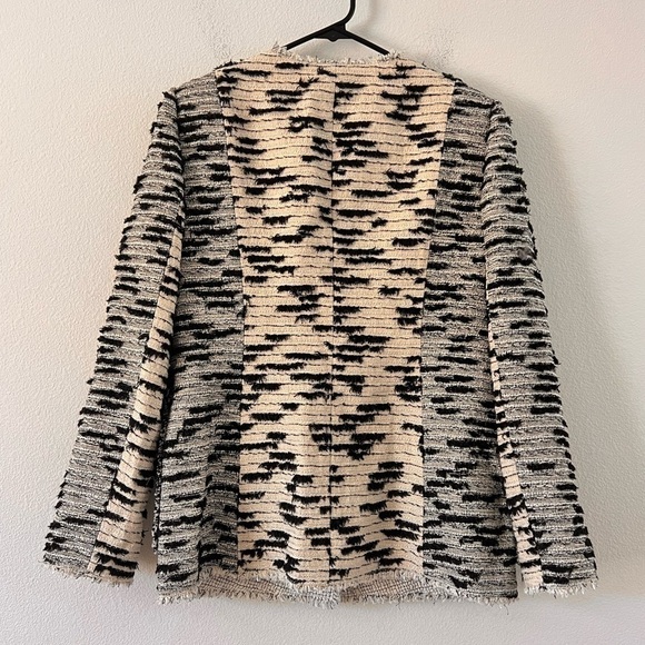 NWT Rebecca Taylor Patched Cream Black Button Front Tweed Jacket Size 6 - Picture 10 of 15